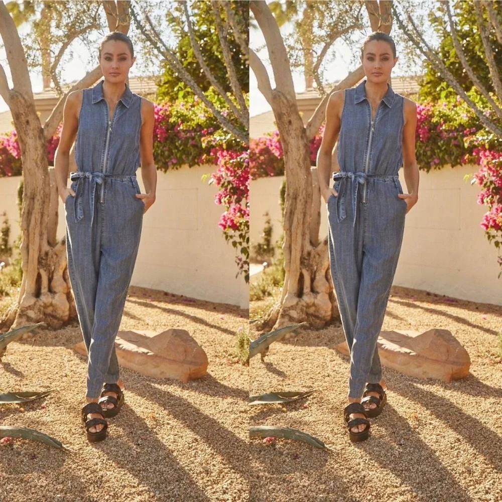 NWT Velvet Heart Tait Malibu Zip Up Jumpsuit, Tencel, Blue, Small - Picture 2 of 5